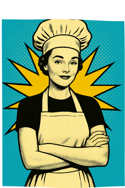 Viktoria, massage chef — pop-art illustration